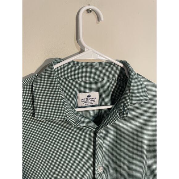 Mizzen + Main Tradition Evolved Trim Fit Green Check Mens L Preppy Casual - Picture 2 of 8